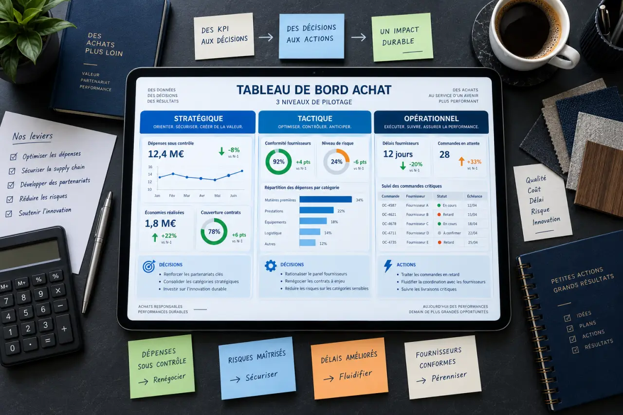 Tableau de bord achat : 3 niveaux de pilotage pour transformer les KPI en actions