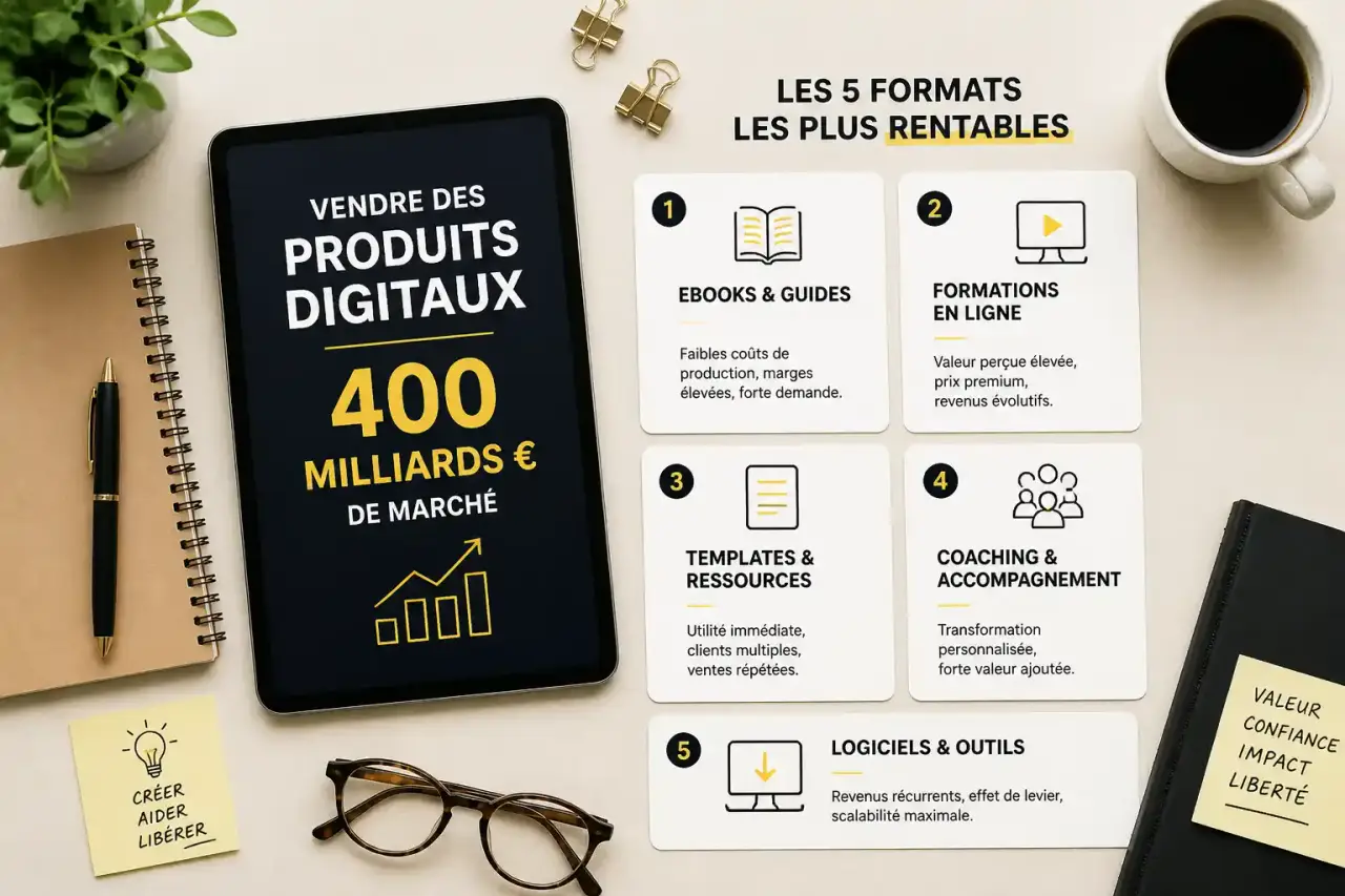 Vendre des produits digitaux : 400 milliards d'euros de marché et les 5 formats les plus rentables
