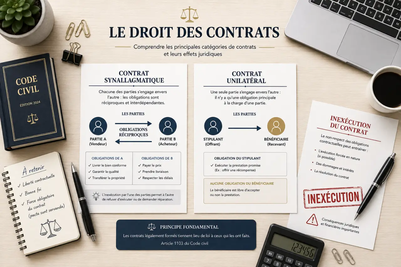 Contrat synallagmatique : obligations réciproques, contrat unilatéral et inexécution