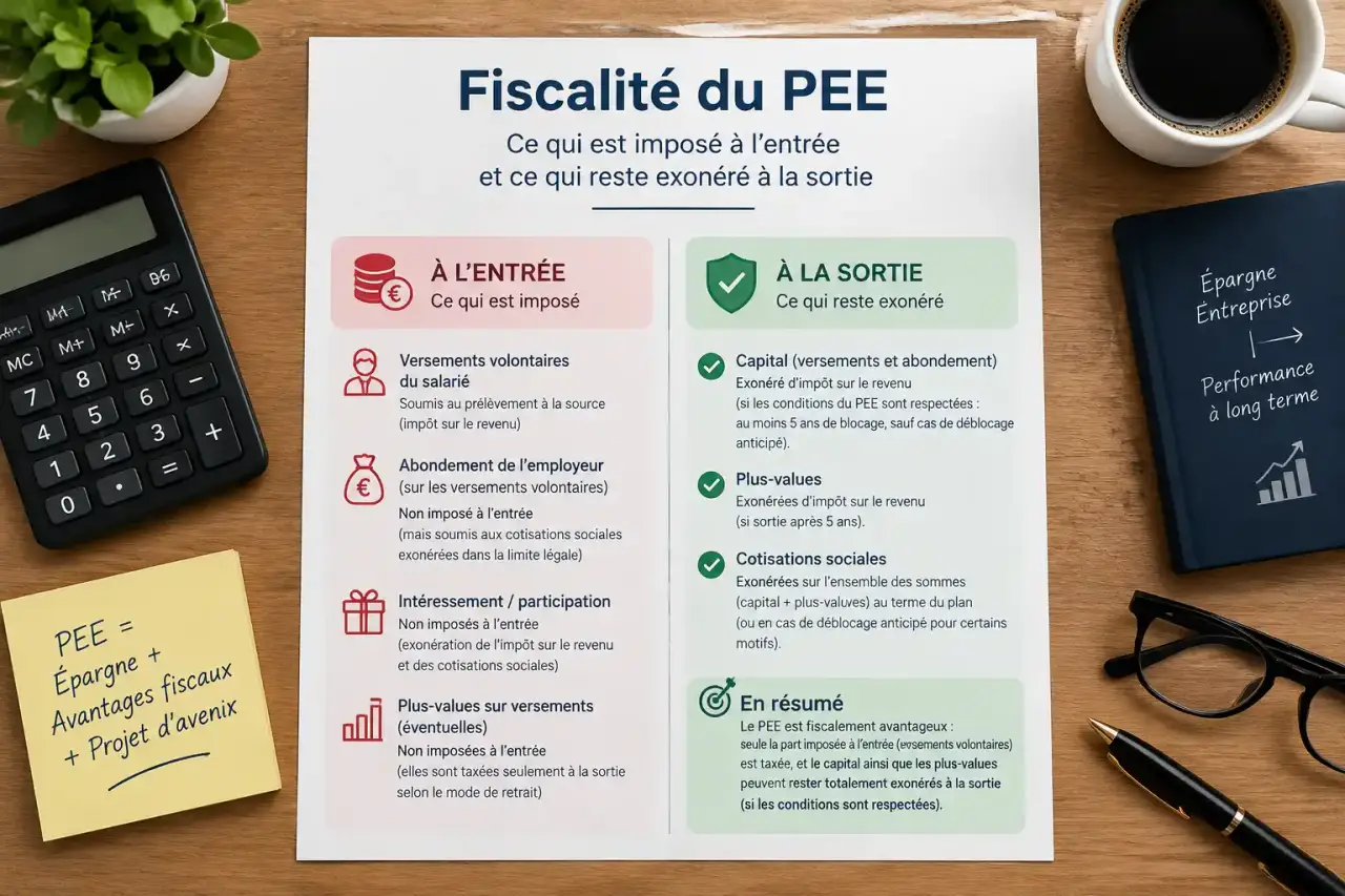 Fiscalité du PEE : ce qui est imposé à l’entrée et ce qui reste exonéré à la sortie