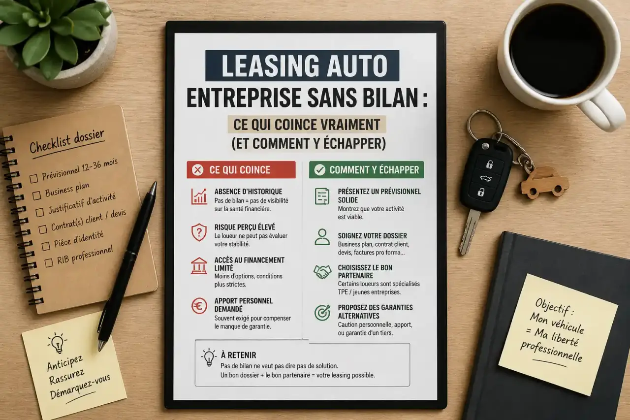 Leasing auto entreprise sans bilan : ce qui coince vraiment (et comment y échapper)