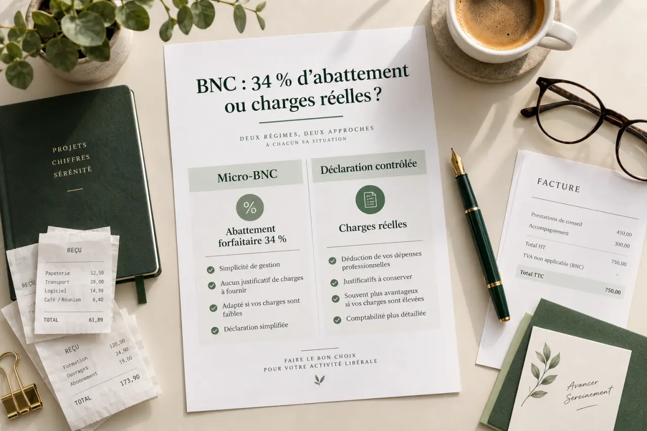 BNC : 34 % d’abattement ou charges réelles, quel régime choisir ?