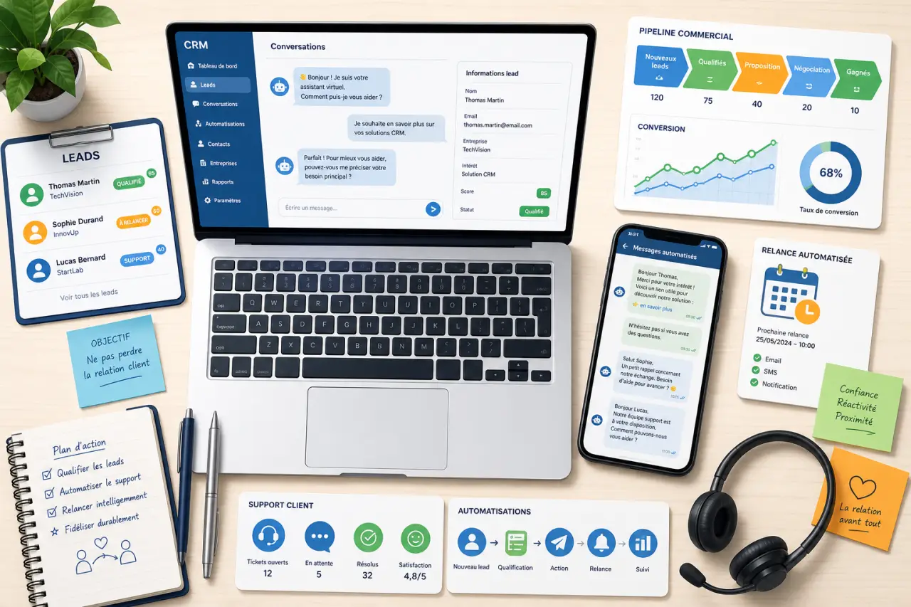 Chatbot CRM : qualifier les leads, automatiser le support et relancer sans perdre la relation client